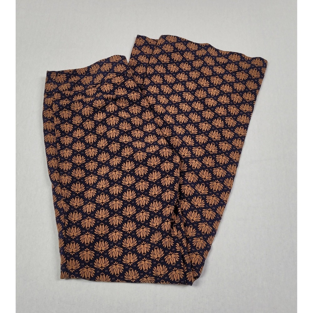 H&M Conscious Collection Printed Flare Leg Pants Navy & Brown/Orange Women's 4